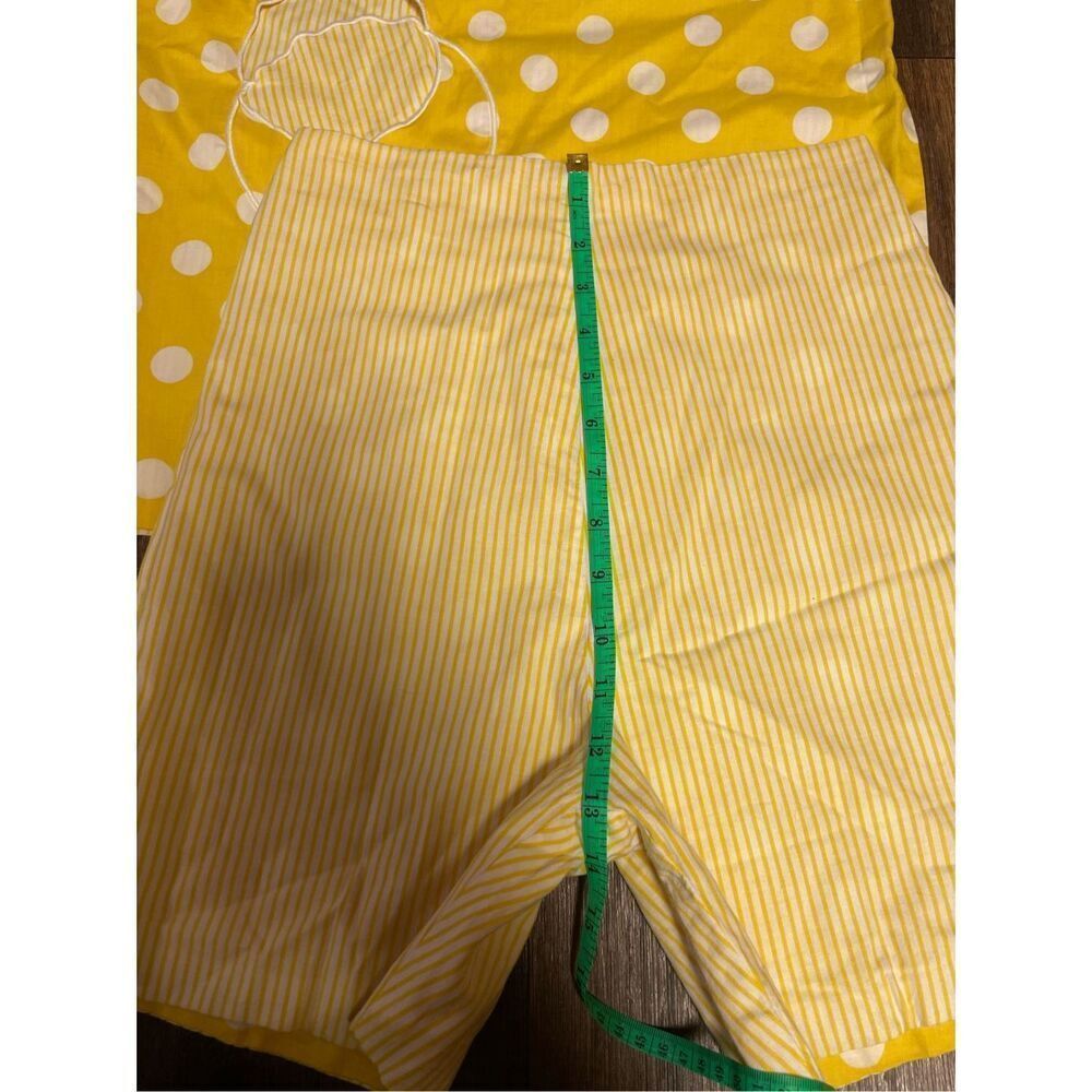 Vintage 60s Bright Yellow Polka Dot & Stripes Reversible Tunic Top & Shorts Set - Picture 11 of 14